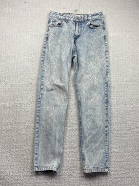 Refuge Denim 90's Mom Jeans Sz 1 Acid Blue Wash Skater Grunge High Rise Alt Read